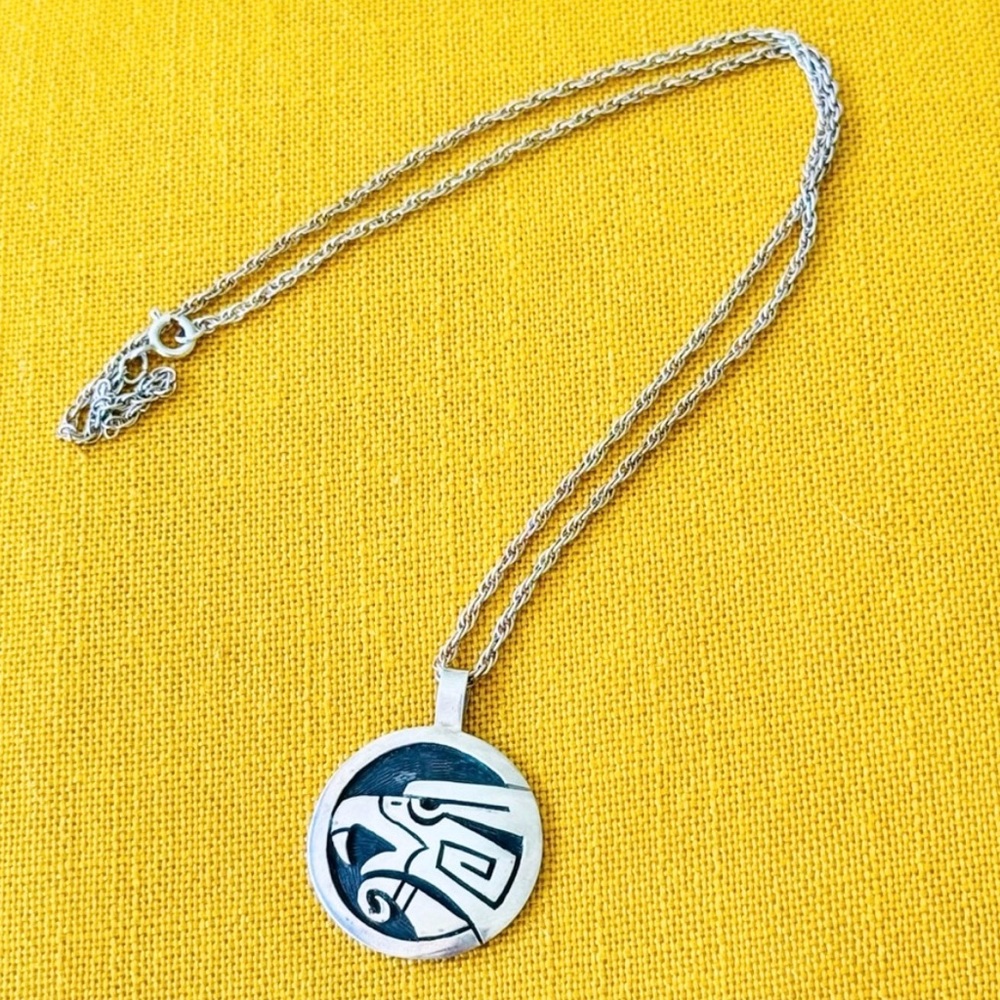 Native American Hopi Eagle Pendant & Necklace by Artist Clifton Mowa
